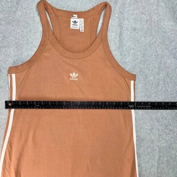 Adidas Womens Dress 1X Brown Tank Racerback Side Stripes Logo Athleisure Stylish - Picture 4 of 6